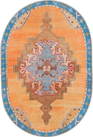 Orange 4' x 6' Timeless Washable Oval Rug