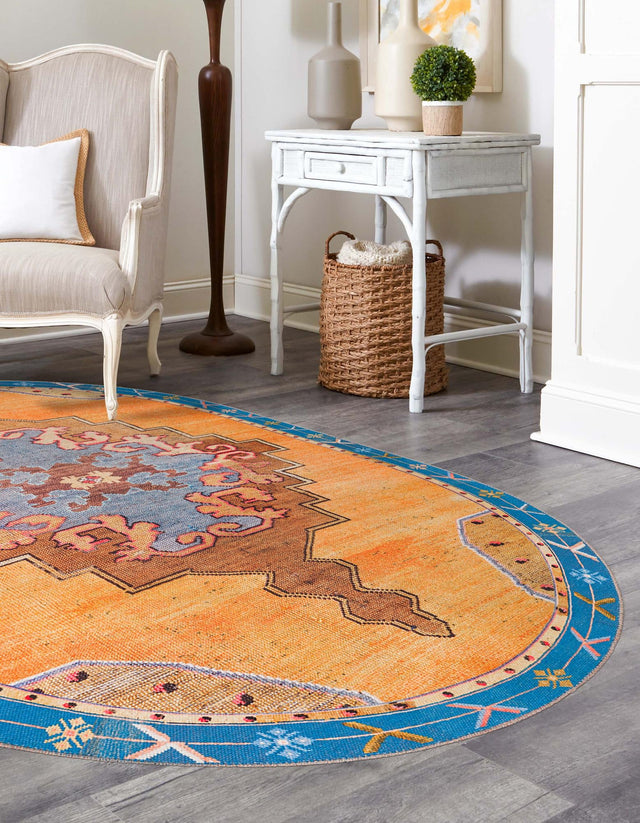 Orange 4' x 6' Timeless Washable Oval Rug