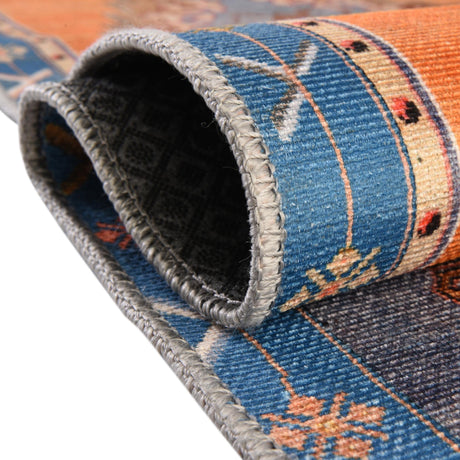 Washable Orange 4' x 6' Timeless Oval Area Rug Easy to Clean Stain Resistant & Durable