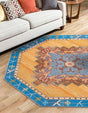 Washable Orange 5' x 5' Timeless Octagon Area Rug Easy to Clean Stain Resistant & Durable Traditional Classic Vintage Design Carpet for Sale at Rug Engine