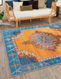 Washable Orange 7' 6 x 7' 6 Timeless Square Area Rug Easy to Clean Stain Resistant & Durable Traditional Classic Vintage Design Carpet for Sale at Rug Engine