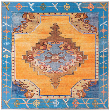 Washable Orange 7' 6 x 7' 6 Timeless Square Area Rug Easy to Clean Stain Resistant & Durable Traditional Classic Vintage Design Carpet for Sale at Rug Engine