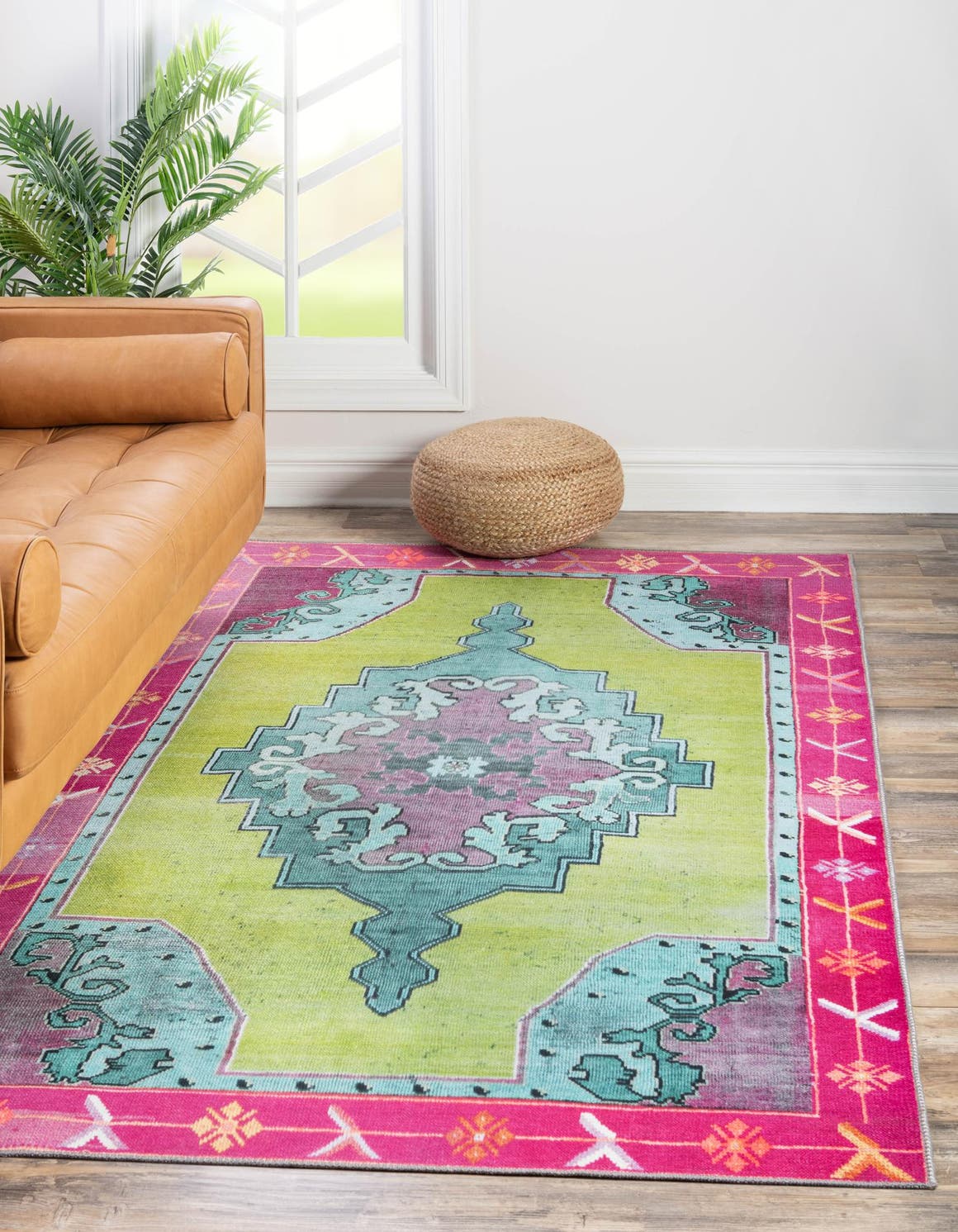 Washable Green 8' 4 x 12' Timeless Rectangle Area Rug Easy to Clean Stain Resistant & Durable Traditional Classic Vintage Design Carpet for Sale at Rug Engine