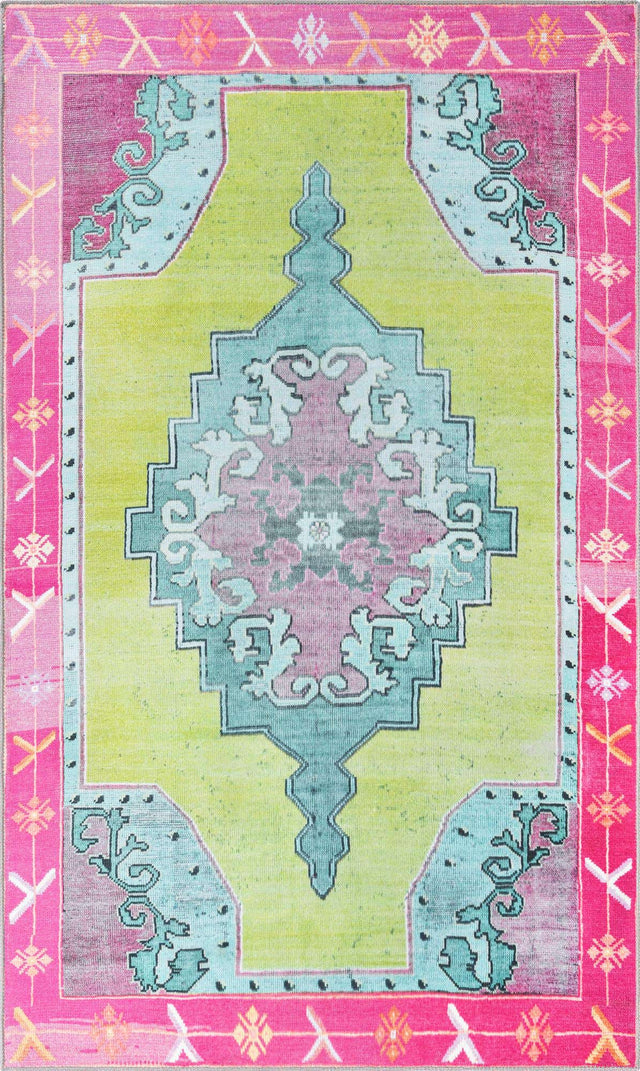 Washable Green 5' x 8' Timeless Rectangle Area Rug Easy to Clean Stain Resistant & Durable Traditional Classic Vintage Design Carpet for Sale at Rug Engine