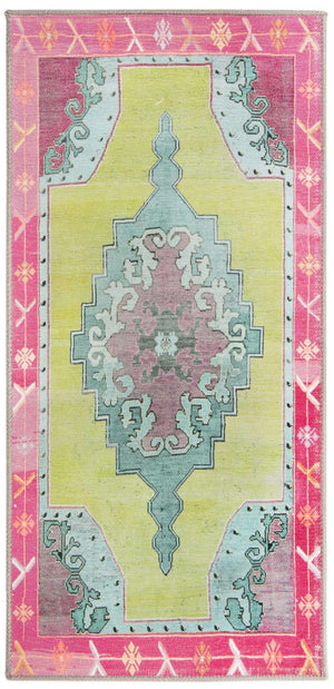 Washable Green 2' x 4' Timeless Runner Area Rug Easy to Clean Stain Resistant & Durable Traditional Classic Vintage Design Carpet for Sale at Rug Engine