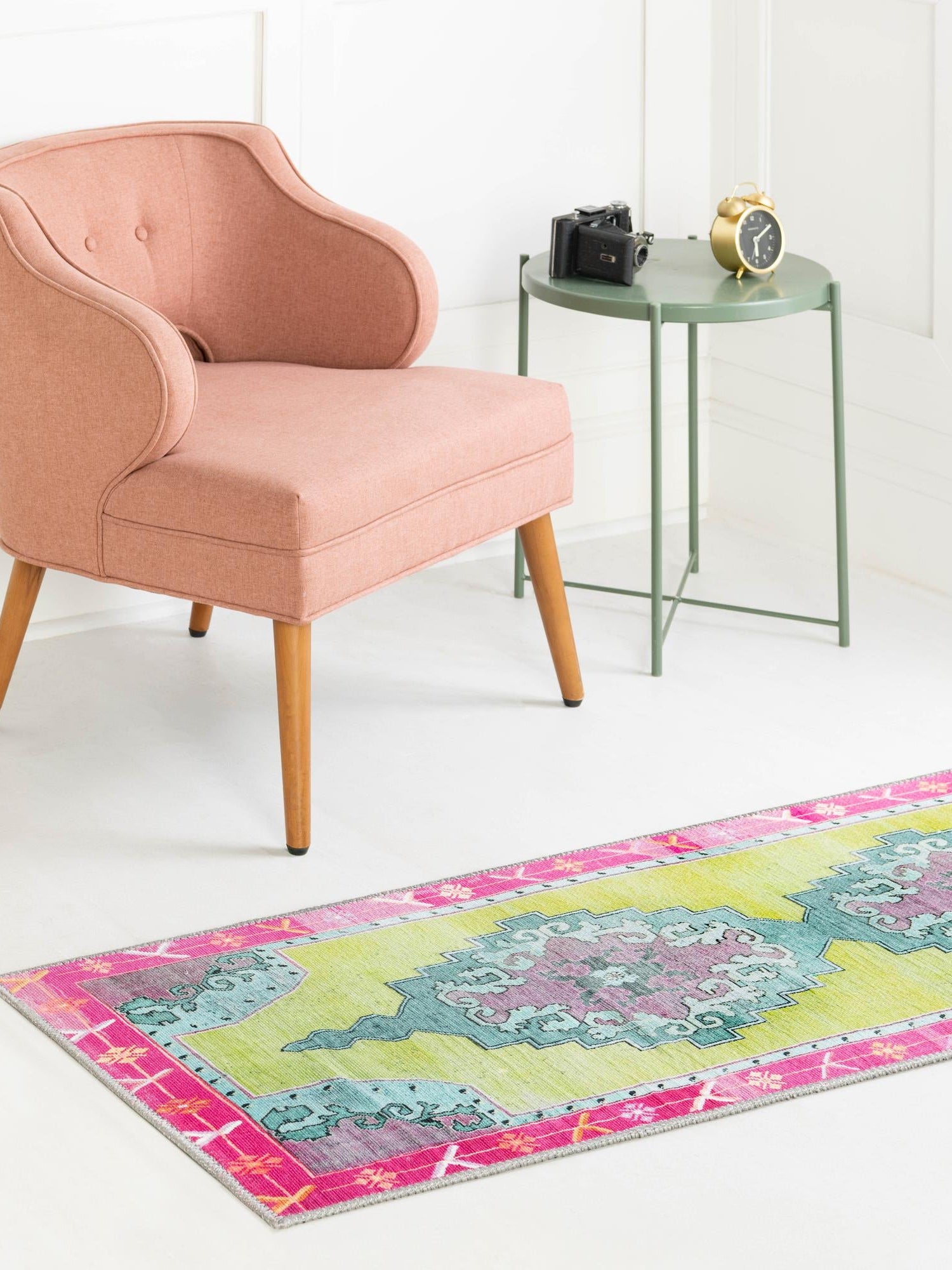 Washable Green 2' x 5' 3 Timeless Runner Area Rug Easy to Clean Stain Resistant & Durable Traditional Classic Vintage Design Carpet for Sale at Rug Engine