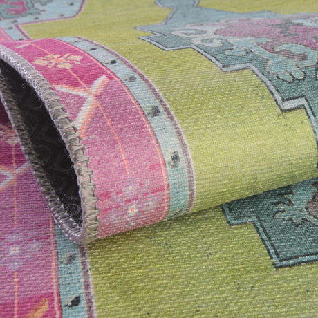 Washable Green 2' x 5' 3 Timeless Runner Area Rug Easy to Clean Stain Resistant & Durable