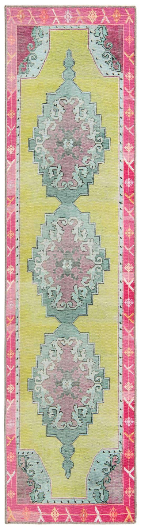 Green 2' x 8' Timeless Washable Runner Rug