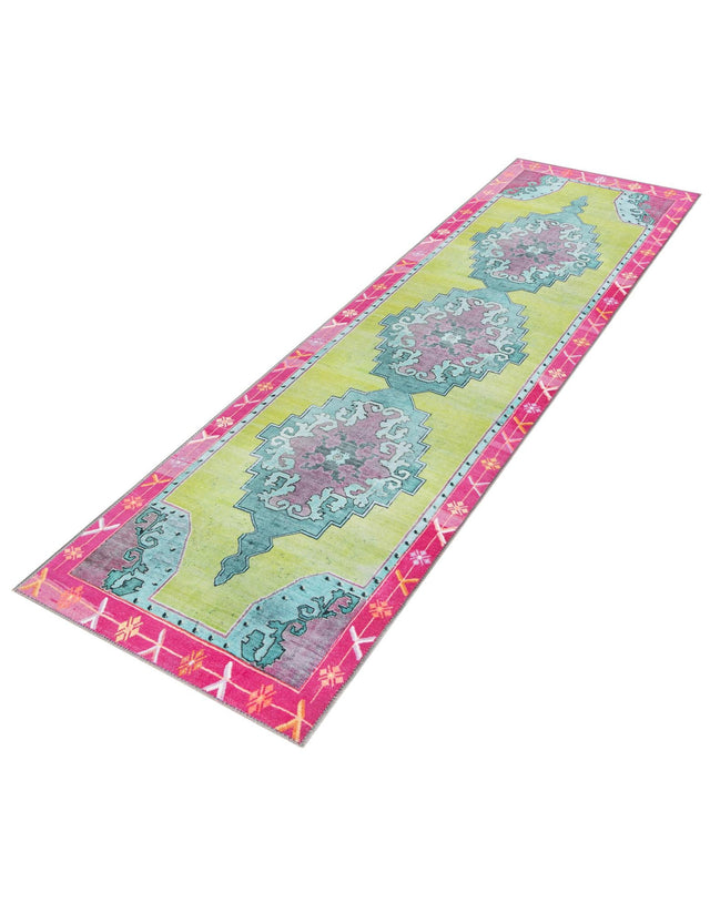 Washable Green 2' 6 x 10' Timeless Runner Area Rug Easy to Clean Stain Resistant & Durable Traditional Classic Vintage Design Carpet for Sale at Rug Engine