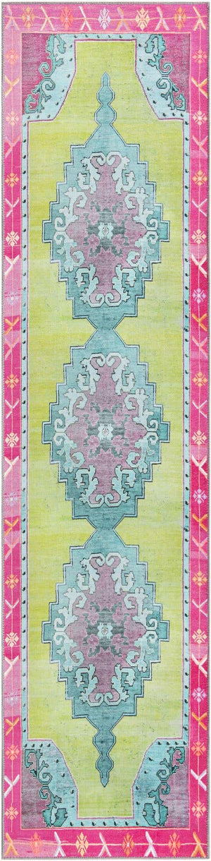 Washable Green 2' 6 x 10' Timeless Runner Area Rug Easy to Clean Stain Resistant & Durable Traditional Classic Vintage Design Carpet for Sale at Rug Engine