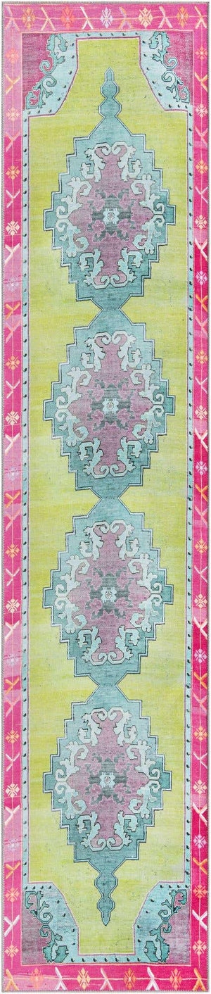 Green 2' 6 x 12' Timeless Washable Runner Rug