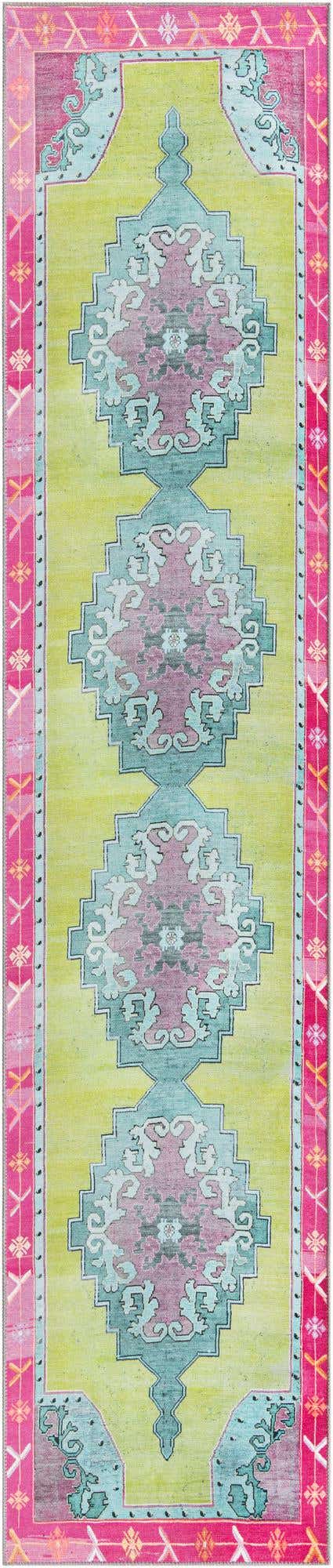 Green 2' 6 x 12' Timeless Washable Runner Rug