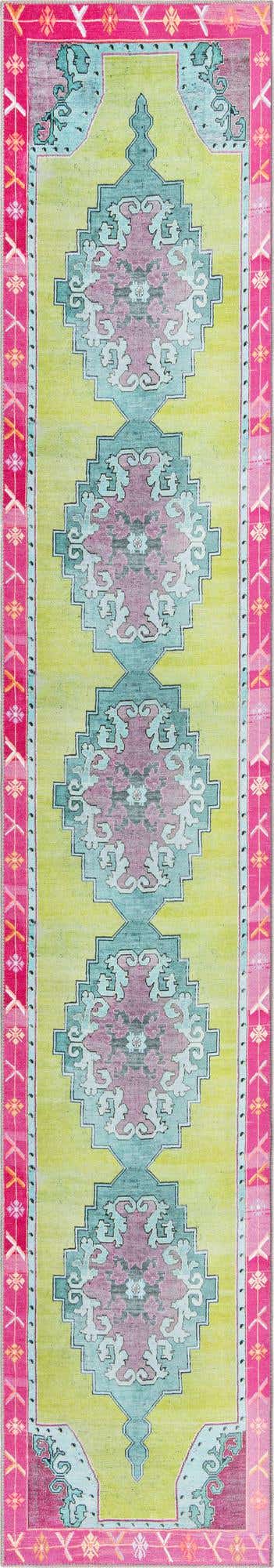 Washable Green 2' 6 x 14' Timeless Runner Area Rug Easy to Clean Stain Resistant & Durable Traditional Classic Vintage Design Carpet for Sale at Rug Engine
