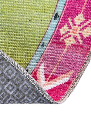 Green 5' x 5' Timeless Washable Round Rug