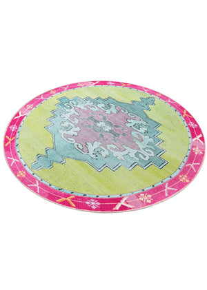 Green 8' x 8' Timeless Washable Round Rug