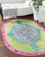 Washable Green 5' x 8' Timeless Oval Area Rug Easy to Clean Stain Resistant & Durable Traditional Classic Vintage Design Carpet for Sale at Rug Engine