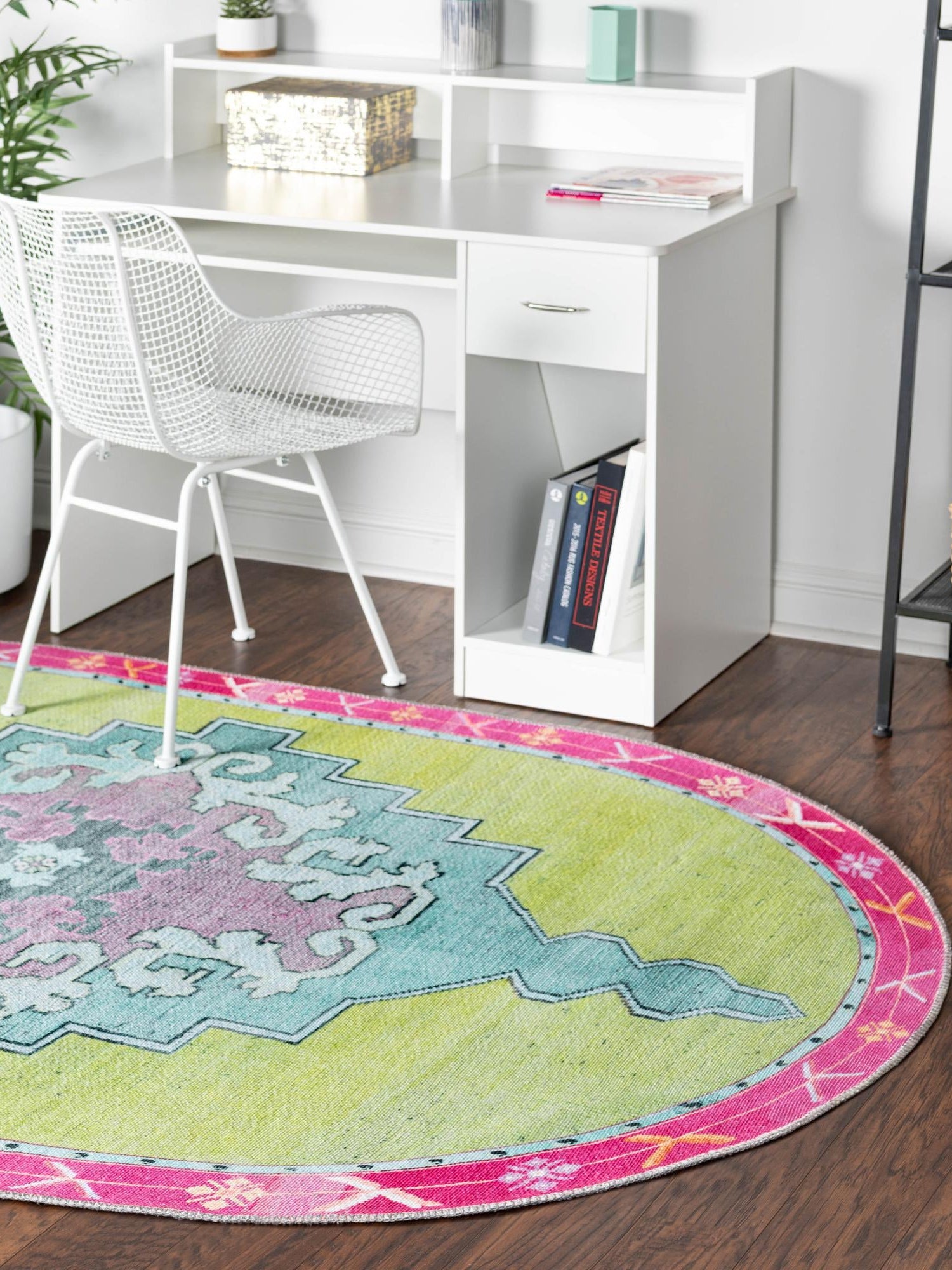 Washable Green 4' x 6' Timeless Oval Area Rug Easy to Clean Stain Resistant & Durable Traditional Classic Vintage Design Carpet for Sale at Rug Engine
