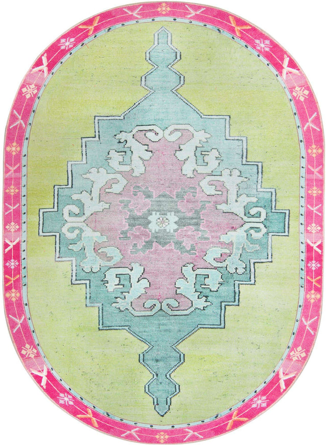 Washable Green 7' 6 x 10' 6 Timeless Oval Area Rug Easy to Clean Stain Resistant & Durable Traditional Classic Vintage Design Carpet for Sale at Rug Engine