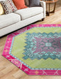 Washable Green 7' 6 x 7' 6 Timeless Octagon Area Rug Easy to Clean Stain Resistant & Durable Traditional Classic Vintage Design Carpet for Sale at Rug Engine