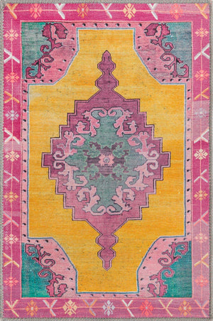 Yellow 2' x 3' Timeless Washable Rectangle Rug