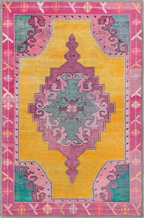 Yellow 2' x 3' Timeless Washable Rectangle Rug