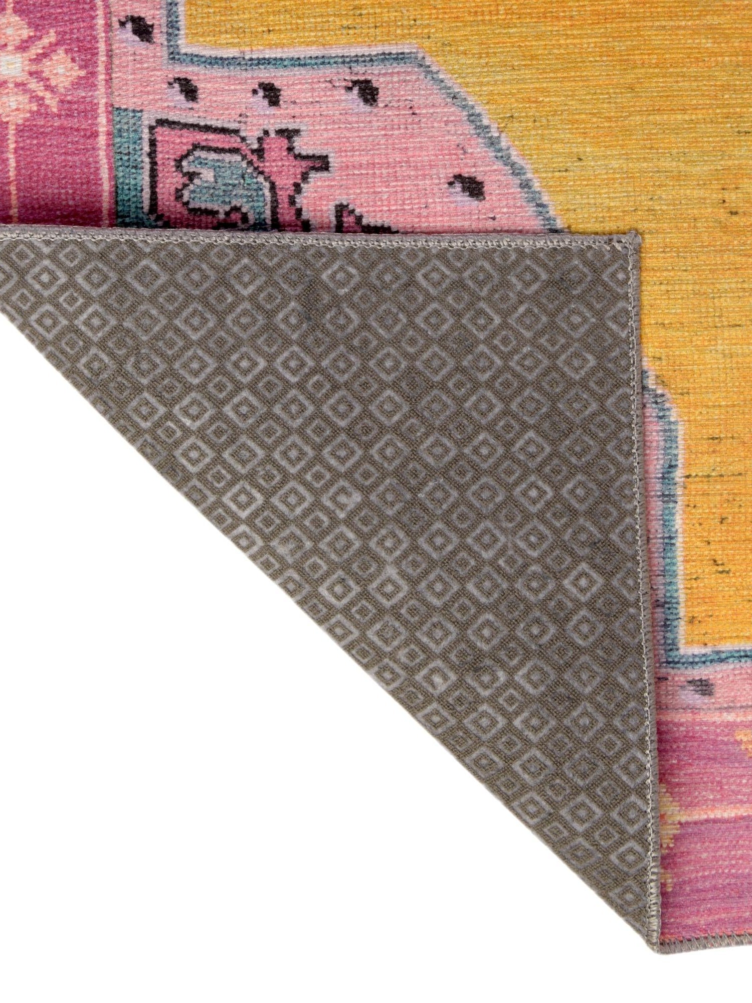 Washable Yellow 7' 6 x 10' 6 Timeless Rectangle Area Rug Easy to Clean Stain Resistant & Durable Traditional Classic Vintage Design Carpet for Sale at Rug Engine