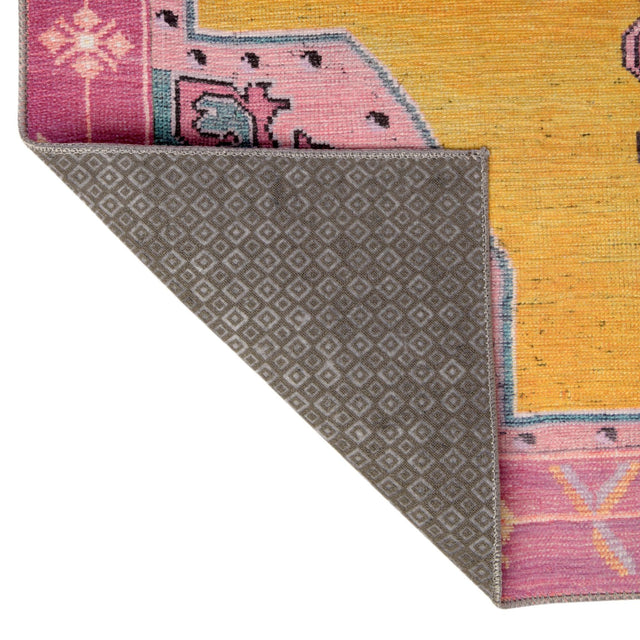 Washable Yellow 7' 6 x 10' 6 Timeless Rectangle Area Rug Easy to Clean Stain Resistant & Durable Traditional Classic Vintage Design Carpet for Sale at Rug Engine