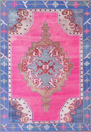 Washable Fuchsia 8' 4 x 12' Timeless Rectangle Area Rug Easy to Clean Stain Resistant & Durable Traditional Classic Vintage Design Carpet for Sale at Rug Engine
