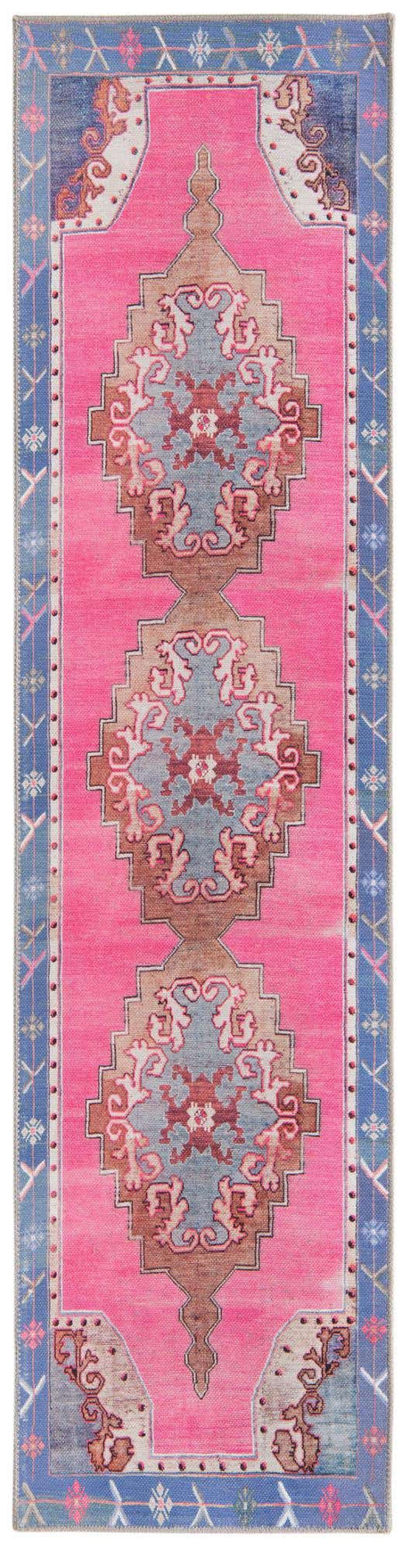 Washable Fuchsia 2' x 7' 10 Timeless Runner Area Rug Easy to Clean Stain Resistant & Durable Traditional Classic Vintage Design Carpet for Sale at Rug Engine