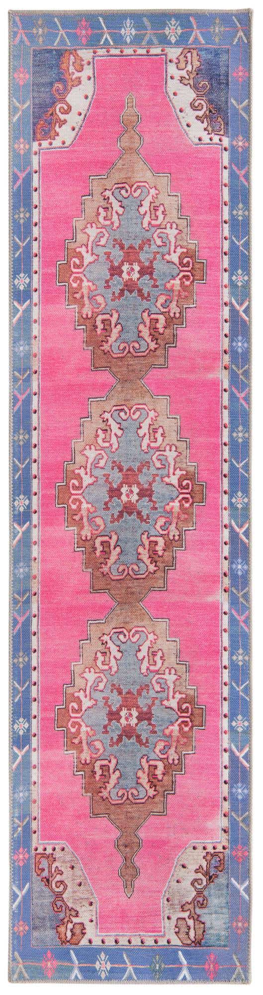 Washable Fuchsia 2' x 7' 10 Timeless Runner Area Rug Easy to Clean Stain Resistant & Durable Traditional Classic Vintage Design Carpet for Sale at Rug Engine