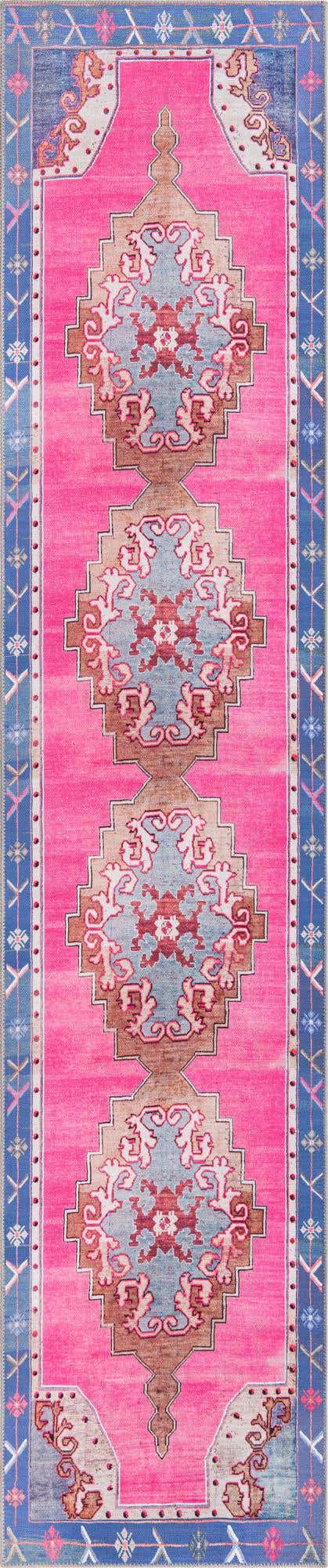 Washable Fuchsia 2' 6 x 12' Timeless Runner Area Rug Easy to Clean Stain Resistant & Durable Traditional Classic Vintage Design Carpet for Sale at Rug Engine