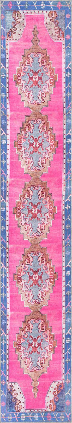 Washable Fuchsia 2' 6 x 14' Timeless Runner Area Rug Easy to Clean Stain Resistant & Durable Traditional Classic Vintage Design Carpet for Sale at Rug Engine
