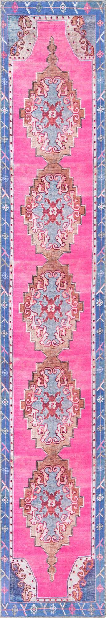 Washable Fuchsia 2' 6 x 14' Timeless Runner Area Rug Easy to Clean Stain Resistant & Durable Traditional Classic Vintage Design Carpet for Sale at Rug Engine