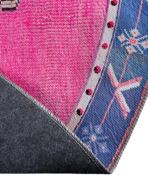 Washable Fuchsia 3' 6 x 3' 6 Timeless Round Area Rug Easy to Clean Stain Resistant & Durable Traditional Classic Vintage Design Carpet for Sale at Rug Engine