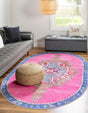 Washable Fuchsia 7' 6 x 10' 6 Timeless Oval Area Rug Easy to Clean Stain Resistant & Durable Traditional Classic Vintage Design Carpet for Sale at Rug Engine
