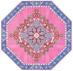 Washable Fuchsia 7' 6 x 7' 6 Timeless Octagon Area Rug Easy to Clean Stain Resistant & Durable Traditional Classic Vintage Design Carpet for Sale at Rug Engine