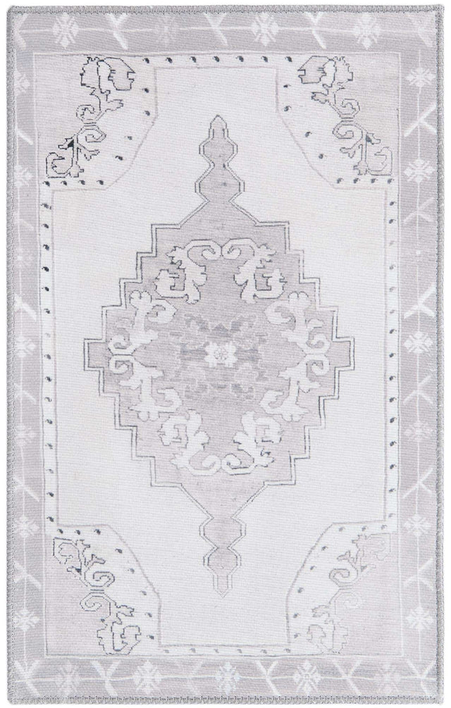 Washable white Gray 2' x 3' Timeless Rectangle Area Rug Easy to Clean Stain Resistant & Durable Traditional Classic Vintage Design Carpet for Sale at Rug Engine