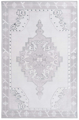 Washable white Gray 5' x 8' Timeless Rectangle Area Rug Easy to Clean Stain Resistant & Durable Traditional Classic Vintage Design Carpet for Sale at Rug Engine