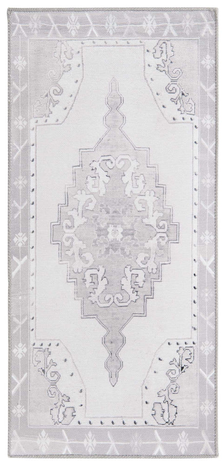 Washable white Gray 2' x 4' Timeless Runner Area Rug Easy to Clean Stain Resistant & Durable Traditional Classic Vintage Design Carpet for Sale at Rug Engine