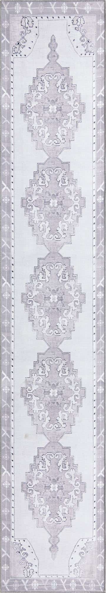 Washable white Gray 2' 6 x 14' Timeless Runner Area Rug Easy to Clean Stain Resistant & Durable Traditional Classic Vintage Design Carpet for Sale at Rug Engine
