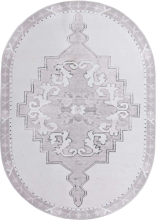 Washable white Gray 7' 6 x 10' 6 Timeless Oval Area Rug Easy to Clean Stain Resistant & Durable Traditional Classic Vintage Design Carpet for Sale at Rug Engine