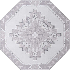 Washable white Gray 7' 6 x 7' 6 Timeless Octagon Area Rug Easy to Clean Stain Resistant & Durable Traditional Classic Vintage Design Carpet for Sale at Rug Engine