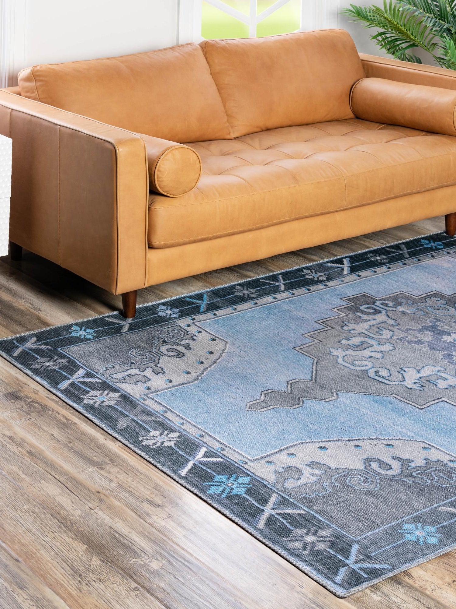 Washable Blue Gray 8' 4 x 12' Timeless Rectangle Area Rug Easy to Clean Stain Resistant & Durable Traditional Classic Vintage Design Carpet for Sale at Rug Engine