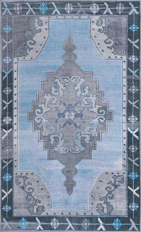 Washable Blue Gray 5' x 8' Timeless Rectangle Area Rug Easy to Clean Stain Resistant & Durable Traditional Classic Vintage Design Carpet for Sale at Rug Engine