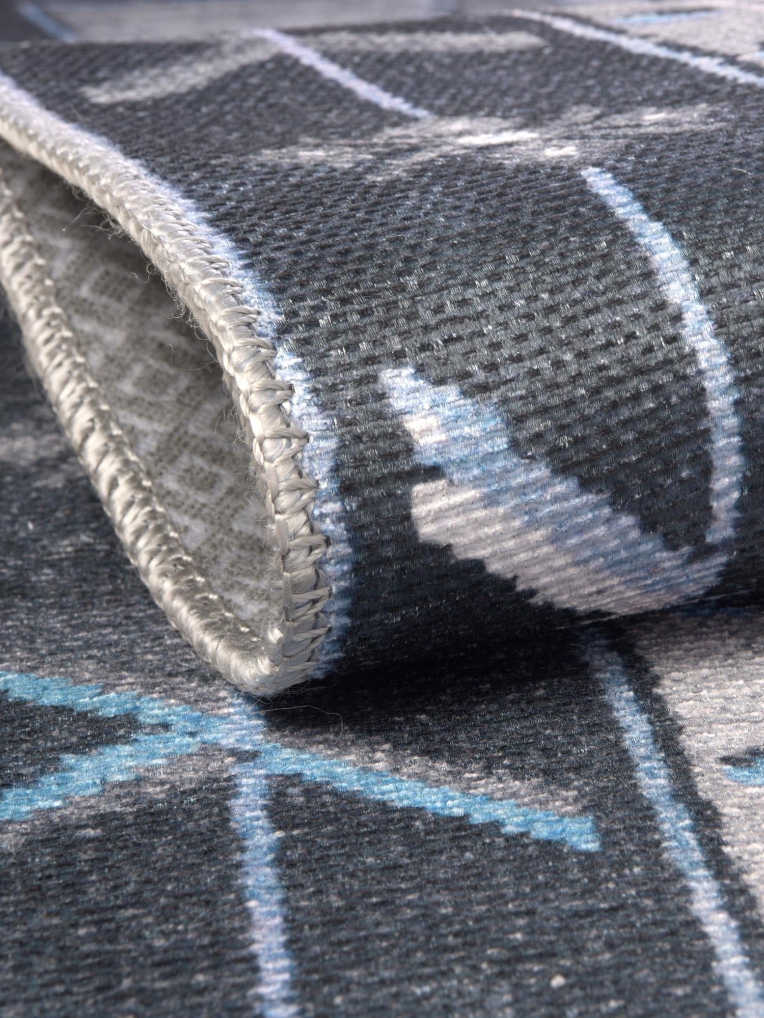 Washable Blue Gray 2' x 6' Timeless Runner Area Rug Easy to Clean Stain Resistant & Durable Traditional Classic Vintage Design Carpet for Sale at Rug Engine