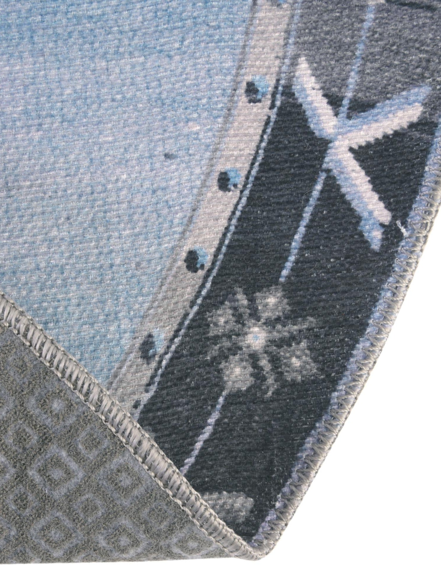 Washable Blue Gray 7' 7 x 7' 7 Timeless Round Area Rug Easy to Clean Stain Resistant & Durable Traditional Classic Vintage Design Carpet for Sale at Rug Engine