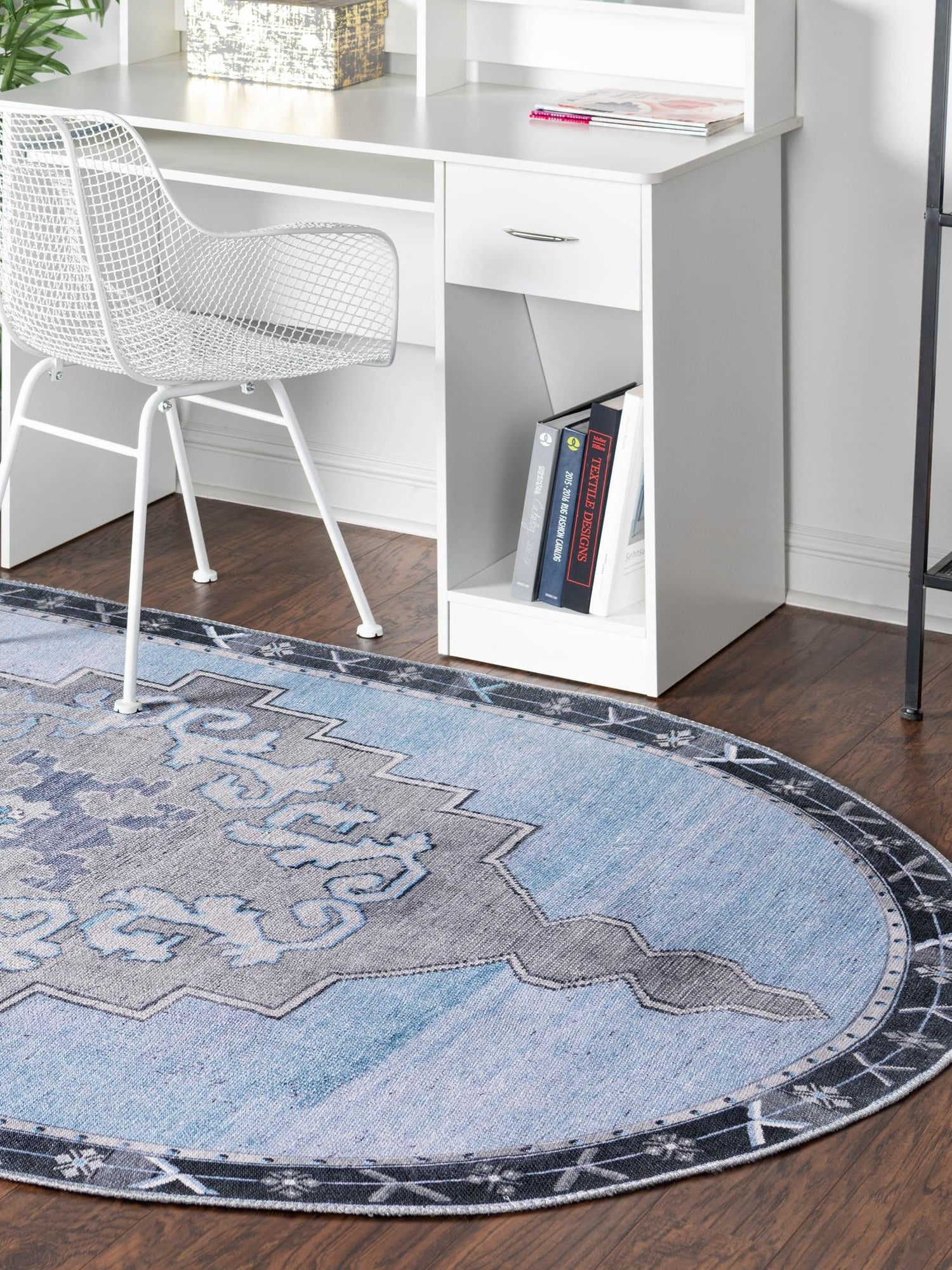 Washable Blue Gray 2' x 3' 1 Timeless Oval Area Rug Easy to Clean Stain Resistant & Durable Traditional Classic Vintage Design Carpet for Sale at Rug Engine