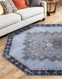 Washable Blue Gray 7' 6 x 7' 6 Timeless Octagon Area Rug Easy to Clean Stain Resistant & Durable Traditional Classic Vintage Design Carpet for Sale at Rug Engine