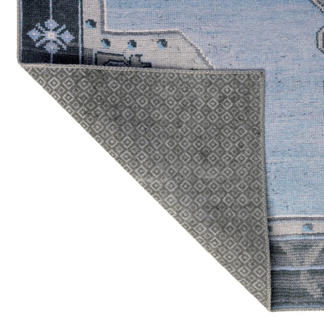 Washable Blue Gray 7' 6 x 7' 6 Timeless Octagon Area Rug Easy to Clean Stain Resistant & Durable Traditional Classic Vintage Design Carpet for Sale at Rug Engine