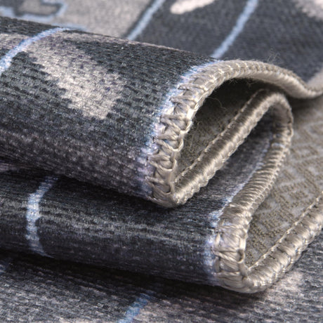 Blue Gray 8' x 8' Timeless Washable Square Rug